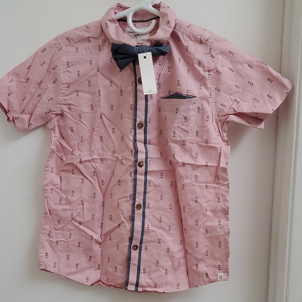 New With Tags Sovereign Code Pink and Blue Shirt with Bow Tie Size Boys 7 Y